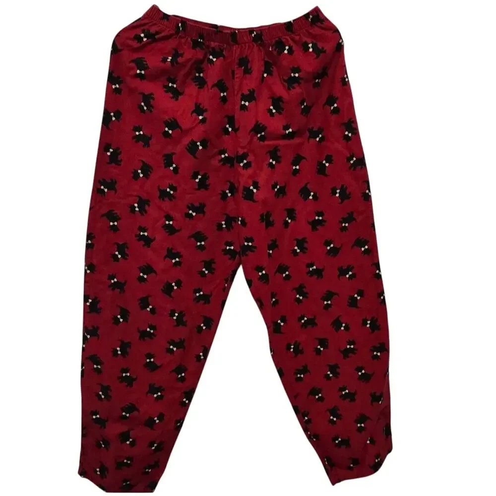Red Scottie Yorkie Pajama Lounge Pants Cute Dog Women's Size Medium Cozy‎